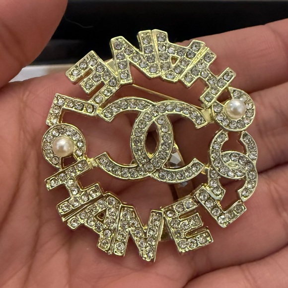 Upcycled Jewelry - Elegant Gold and Silver Crystal Brooch